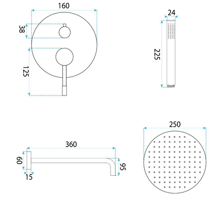 ZESTAW NATRYSKOWY PODTY LUNGO DIAMOND CHROM + BOX