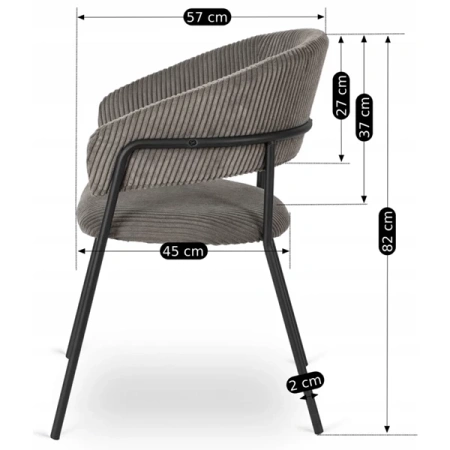 Krzesło TINKA Szare Sztruksowe