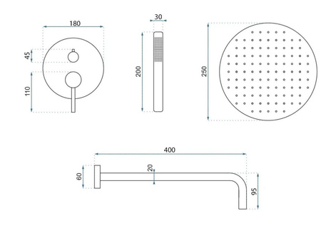 ZESTAW NATRYSKOWY JS-622711BRG ARGON MIEDŹ SZCZOTK