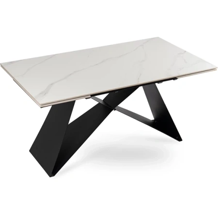 Stół VICTOR 160-240 cm Biały marmur/Czarny