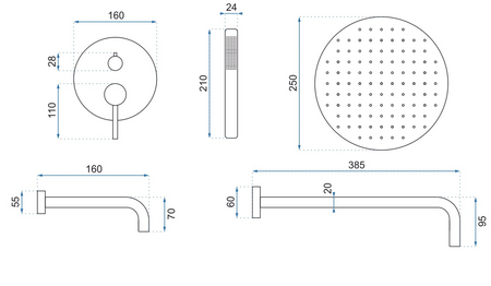 ZESTAW NATRYSKOWO-WANNOWY Z WYLEWKĄ LUNGO BIAŁY