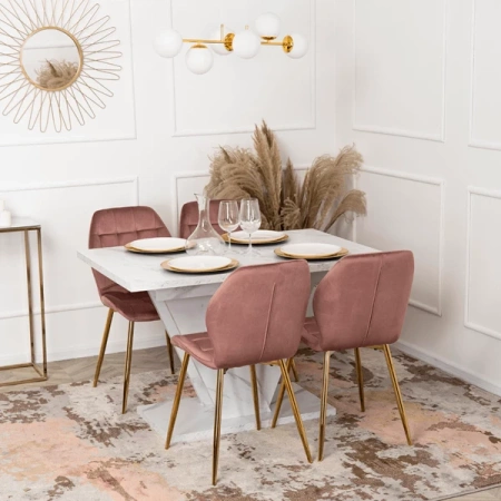 Stół CLARK 120-160 cm Biały Marmur