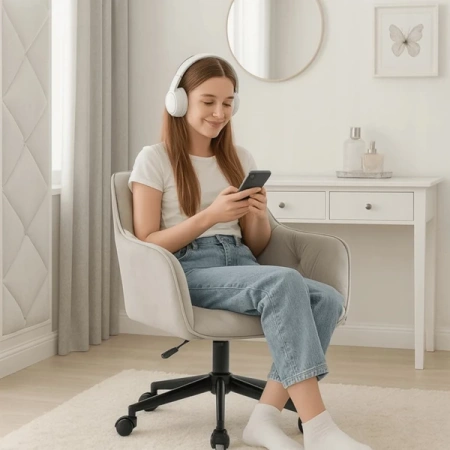 Fotel Obrotowy KONOR Szary/Czarny Welurowy