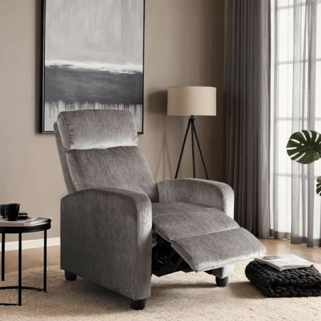 Fotel DANNY Szary Welurowy