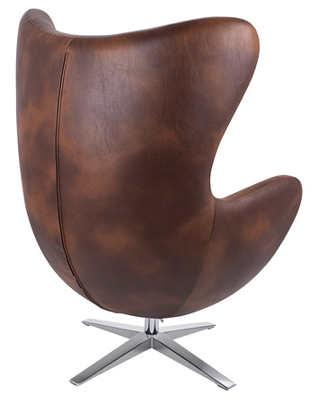 Fotel EGG SZEROKI PU brąz vintage koniak  - podstawa stal
