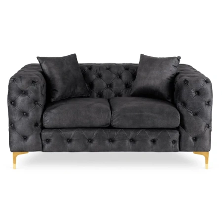 Sofa SORRENTO 2S Dwuosobowa Czarna Welurowa