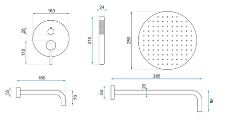 ZESTAW NATRYSKOWO-WANNOWY Z WYLEWKĄ LUNGO CHROM
