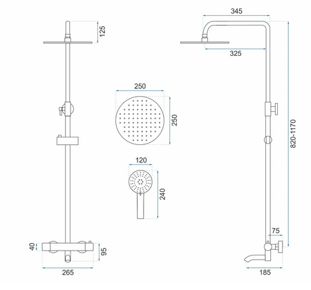 ZESTAW NATRYSKOWO-WANNOWY LUNGO RÓŻOWE ZŁOTO TERMO