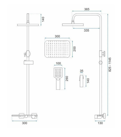 ZESTAW NATRYSKOWY HELIX ZŁOTY SZCZOTKOWANY