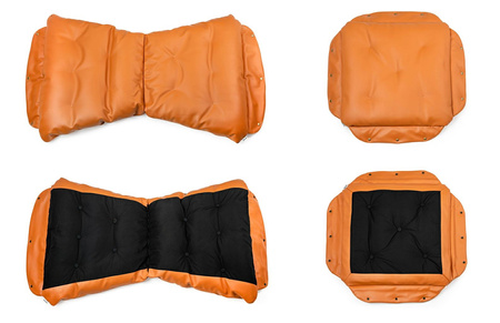 Fotel ARNI LOW z podnóżkiem pomarańczowy  - ekoskóra, miedz