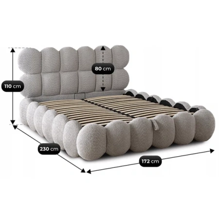 Łóżko 140x200 ANKARA Boucle Szare Z Pojemnikiem
