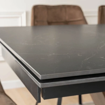 Stół REX 2 180-240 cm Czarny Marmur/Orzech