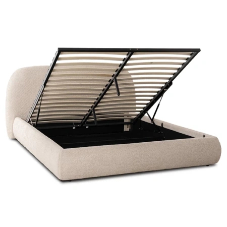 Łóżko 160x200 ROSSO Beżowe Boucle Z Pojemnikiem