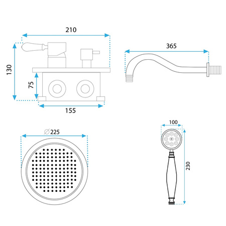 ZESTAW NATRYSKOWY PODTYNKOWY SERRA CZARNY + BOX
