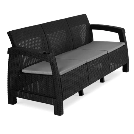 Sofa Ogrodowa FLINT Technorattan Czarna
