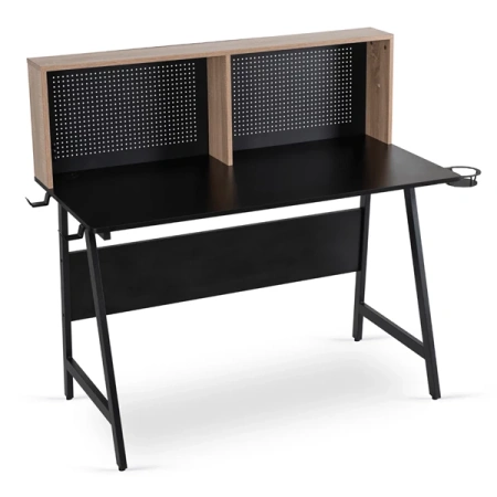 Biurko Gamingowe ICE 138,5 cm Czarne/Dąb Sonoma