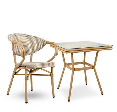 Krzesło ogrodowe CAFE BISTRO PARIS ARM    beżowe rattan