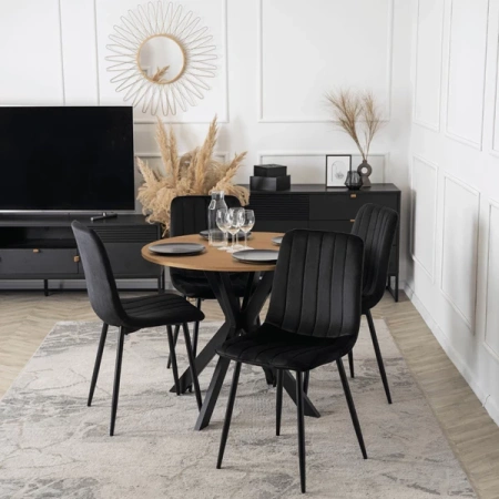 Stół LAUREN 80 cm Dąb Złoty/Czarny