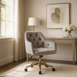 Fotel Obrotowy KONOR Szary Welurowy