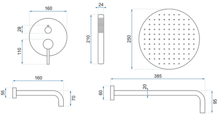 ZESTAW NATRYSKOWO-WANNOWY Z WYLEWKĄ LUNGO ZŁOTY SZ