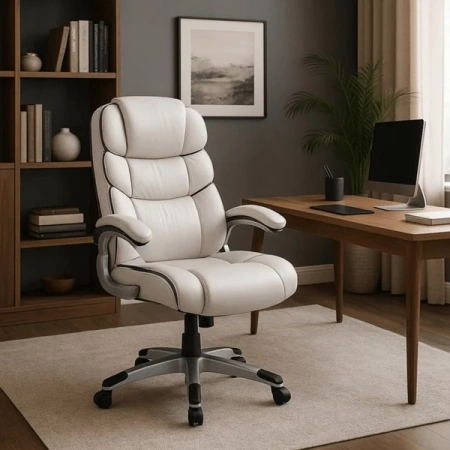 Fotel Obrotowy LIVERPOOL Biały Ekoskóra