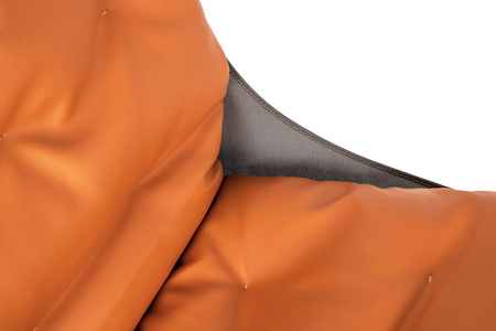 Fotel ARNI LOW z podnóżkiem pomarańczowy  - ekoskóra, miedz