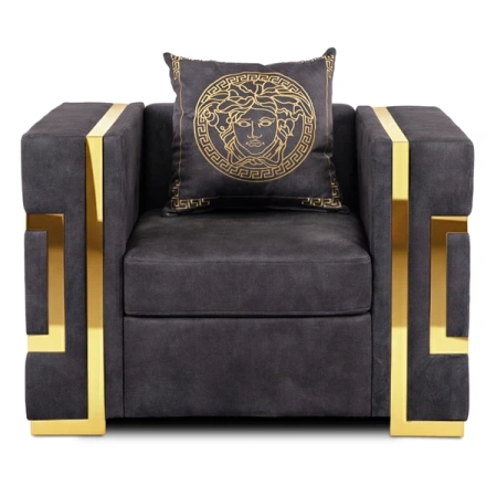 Fotel PALLAZO 1S Czarno/Złoty