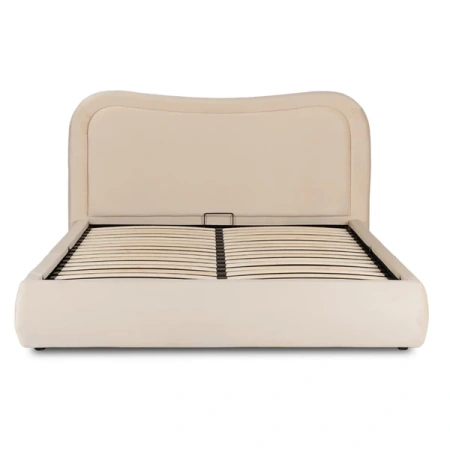 Łóżko 160x200 HAGA Kremowe Welurowe Z Pojemnikiem
