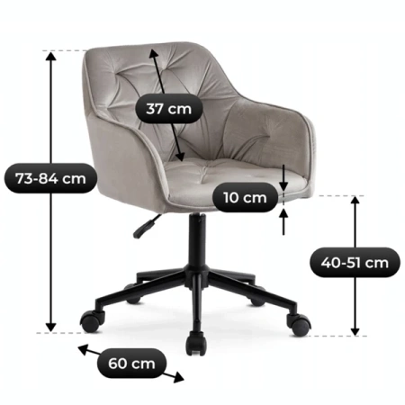 Fotel Obrotowy KONOR Szary/Czarny Welurowy