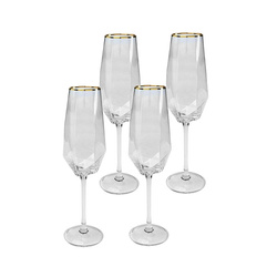 KARE komplet 4 kieliszków do szampana     DIAMOND RIM 360 ml