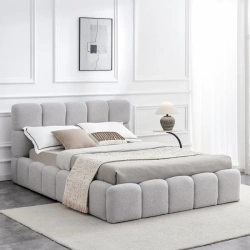 Łóżko 140x200 MURCJA Boucle Szare Z Pojemnikiem