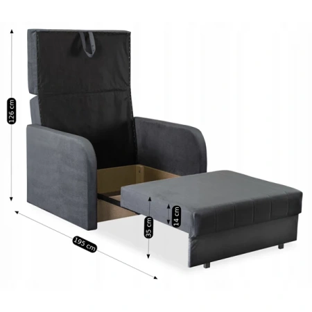 Zestaw 2x Fotel Do Spania Jednoosobowy VERO Szary