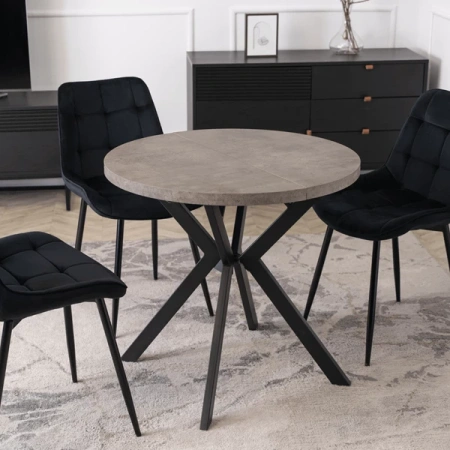 Stół DORIAN 80-160 cm Beton/Czarny