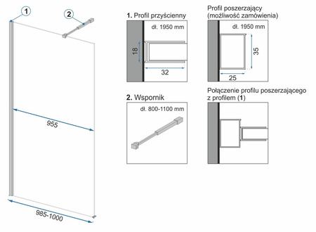 ŚCIANKA PRYSZNICOWA AERO BLACK 110