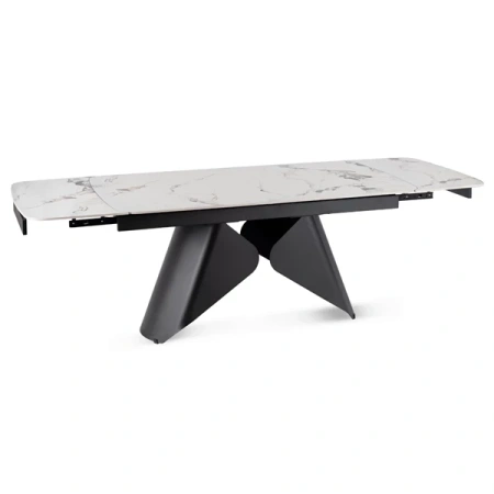 Stół Rozkładany Ceramiczny VERONA 160-240 cm Biały Marmur/Czarny