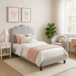 Łóżko 90x200 CRATER Boucle Szare