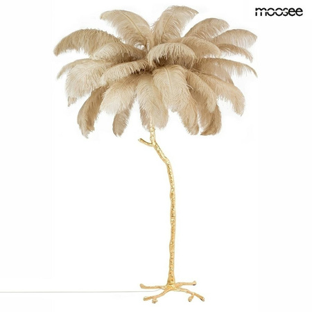 MOOSEE lampa podłogowa TIFFANY 175        beżowa mosiądz / naturalne pióra