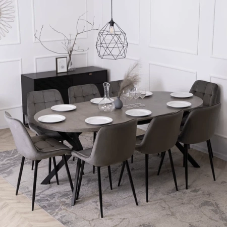 Stół LUGO 90-190 cm Beton/Czarny