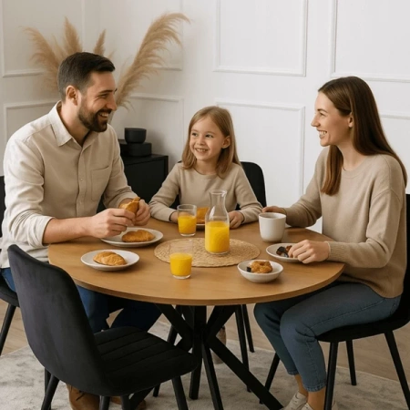 Stół LAUREN 80 cm Dąb Złoty/Czarny