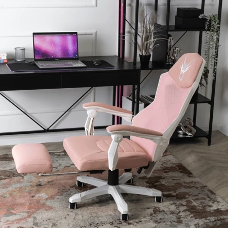 Fotel Obrotowy BING Różowy/biały