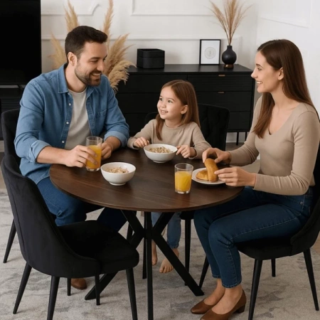 Stół LAUREN 90 cm Orzech/Czarny