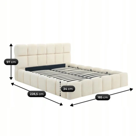 Łóżko 160x200 MURCJA Welurowe Kremowe Z Pojemnikiem