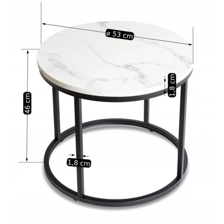 Stolik CONNY Biały Marmur/Czarny