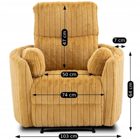 Fotel RAUL Musztardowy Tkanina Pluszowa