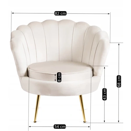 Fotel ANGEL Kremowy Welurowy