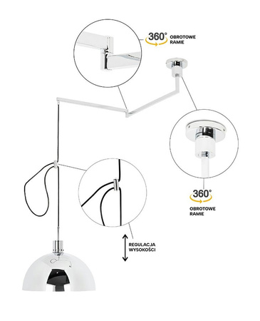 MOOSEE lampa wisząca ROTA 360 srebrny     chrom
