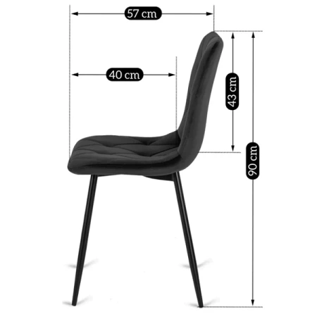 Krzesło ROBIN Czarne Welurowe