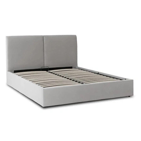 Łóżko 180x200 MARSYLIA Welurowe Szare Z Pojemnikiem