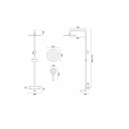ZESTAW NATRYSKOWO-WANNOWY LUNGO MIEDZ SZCZO TERMOS
