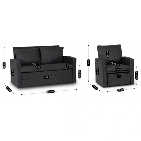 Zestaw Mebli Ogrodowych FLORYDA Ciemnoszary